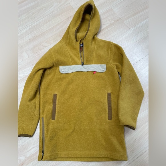 Patagonia Synchilla Cagoule Mustard Yellow Anorak Heavy Fleece Long Youth L 12 - Picture 1 of 9